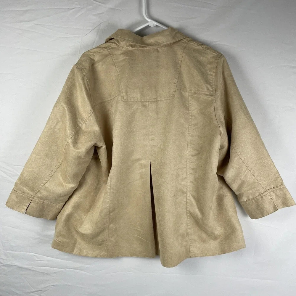 Coldwater Creek Shirt Jacket Shacket Women's Size 18W Beige‎ Snap Up Polyester